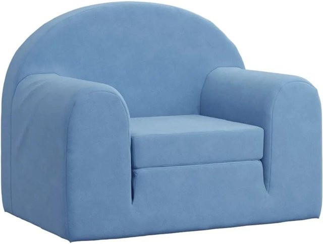 vidaXL Schlafsofa für Kinder in Blau aus weichem Samtstoff mit Schaumstofffüllung B/T/H: 140 x 52 x 40 cm - Bild 1