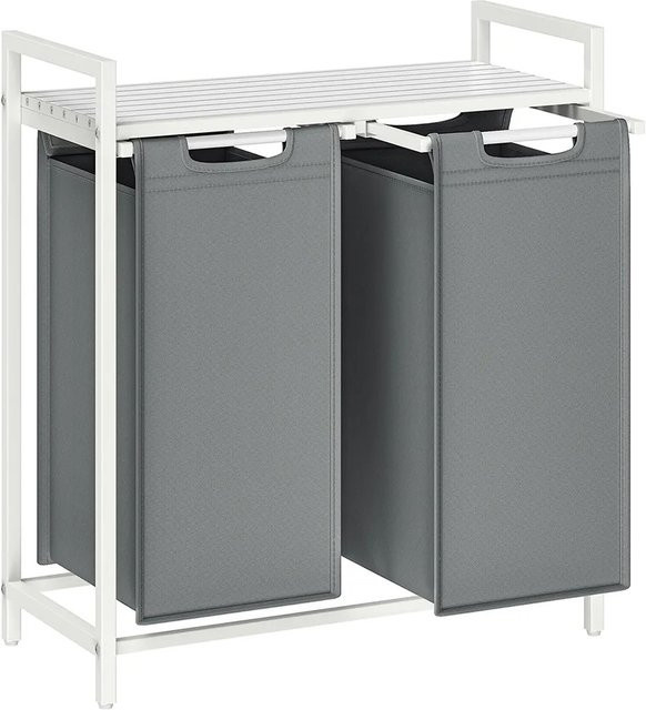 Vasagle Wäschekorb mit 2 Fächern in Weiß-Hellgrau, B/T/H: 73 x 33 x 72 cm - Bild 1