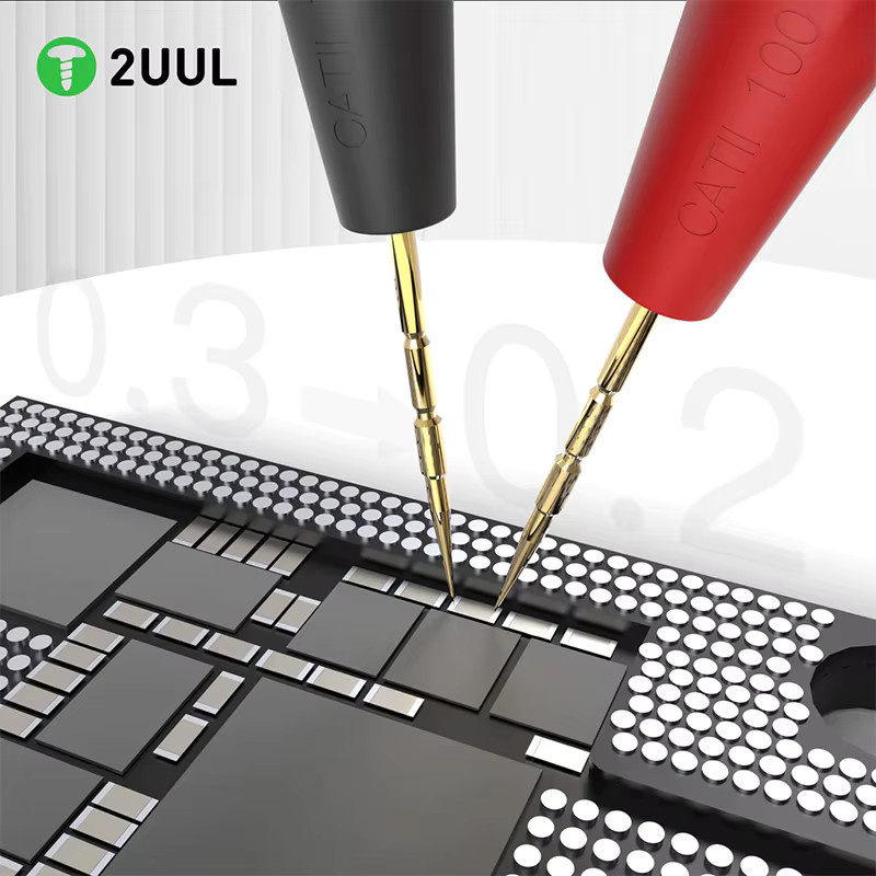 2UUL MT01 Multimeter-Stifte aus vergoldetem Edelstahl mit Staubschutzstecker für Hochspannungs-Messungen in Gold - Bild 2