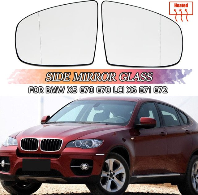 Beheiztes Seitenspiegelglas für BMW X5 E70 (2007–2013) und X6 E71 E72 (2008–2014), Farbe: Transparent - Bild 1