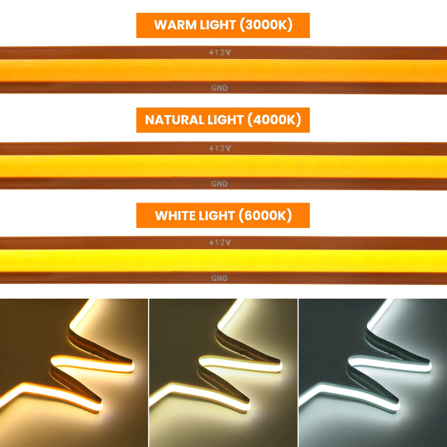HEGEHE COB LED-Streifen mit 720 LEDs/m, flexibler CCT-Streifen mit WiFi und Bluetooth zur Heimdekoration, weiß - Bild 5