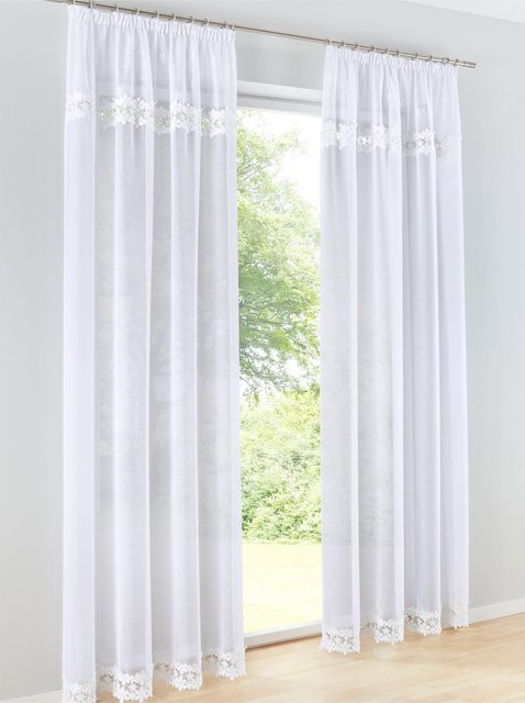 Heine Home Dekostore mit floralem Muster in Weiß, halbtransparent aus Polyester - Bild 1