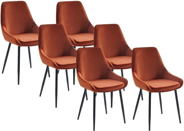 Vente-unique Stuhl Masurie in Terracotta aus Samt mit Metallgestell, Breite: 49 cm - Bild 1