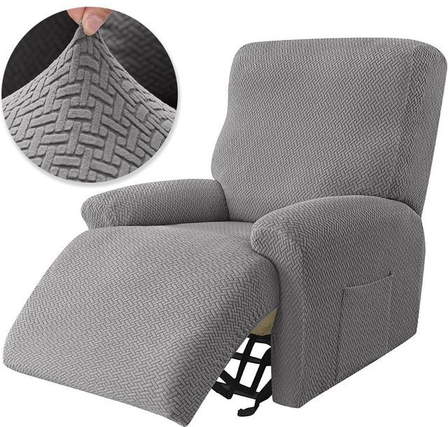 4-teiliges Set elastische Sesselüberzüge für Liegesofas von Household supplies MH, einfarbig, rutschfest und waschbar, 1-Sitzer - Bild 1