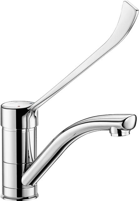 Delabie Einhebelmischer Waschtisch mit Schwenkauslauf und Hygienehebel in Chrom - Bild 1