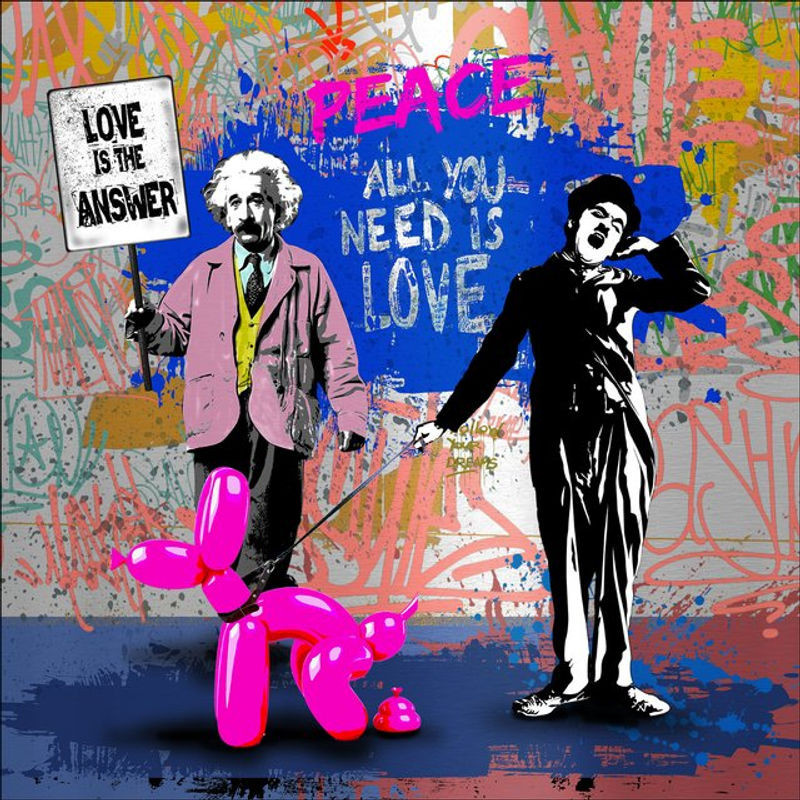 PRO ART Alu-Dibond Bild Typografie Motiv Valentinstag mehrfarbig quadratisch - Bild 1