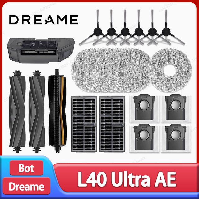 Dreame L40 Ultra AE / L40 Ultra CE Robotstaubsauger Zubehör Set mit Hauptbürste, Mopptüchern, HEPA-Filter und Staubbeuteln in Grau - Bild 1