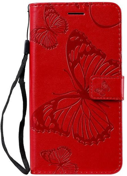 Samsung Leder-Handyhülle Flip Case mit Schmetterlings-Design für Galaxy A-Serie in Rot - Bild 1