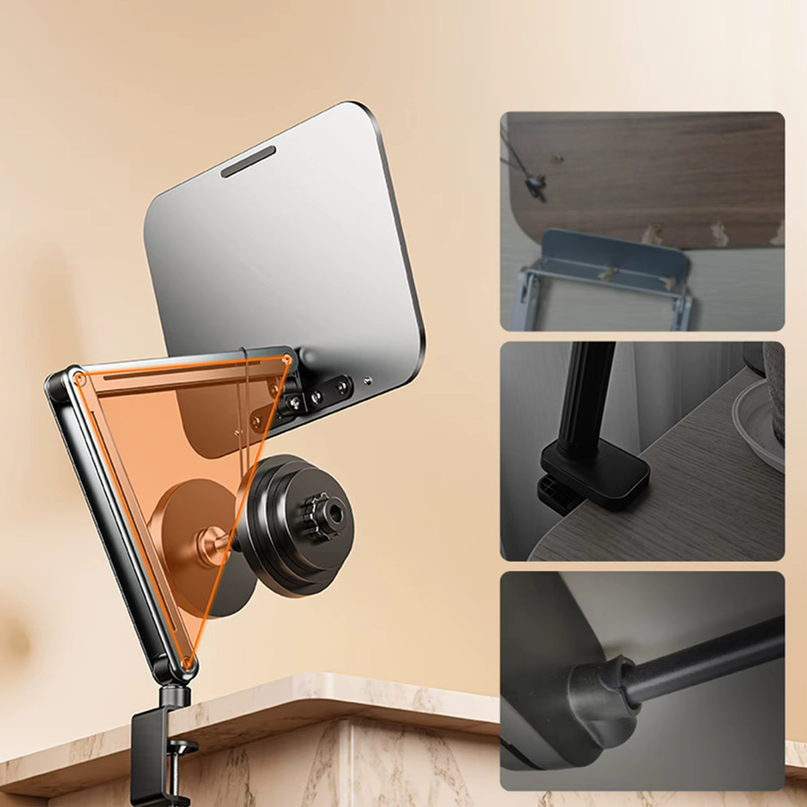 360 Grad drehbarer Freiarm-Leseständer aus Aluminiumlegierung in Silber, verstellbarer Winkel und Höhe, Kochbuchhalter für E-Reader von 14 bis 17,3 Zoll - Bild 4