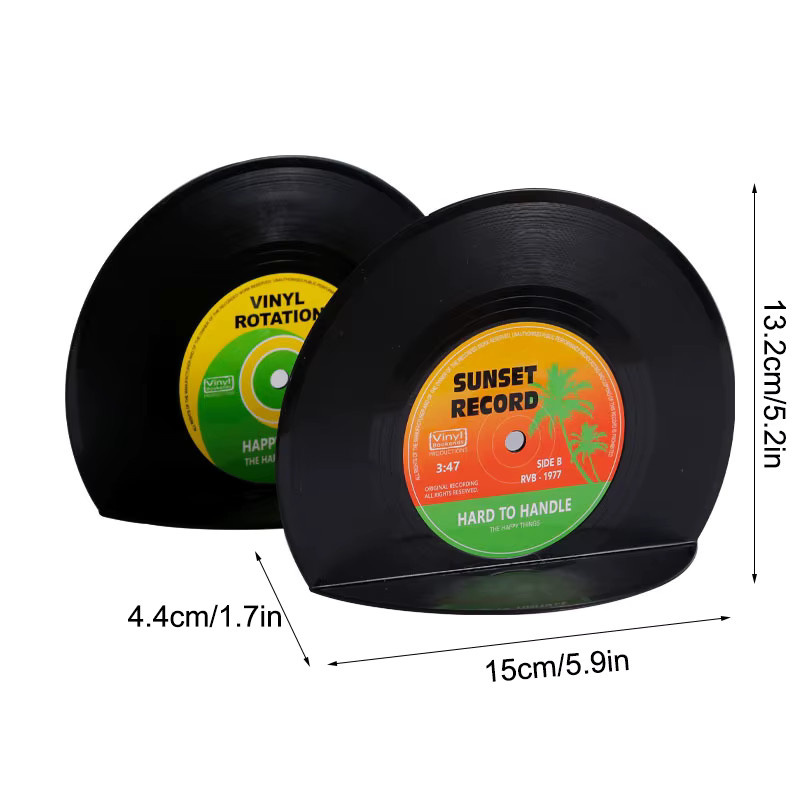 Kreative Vinyl CD Buchstützen im Retro-Design als Desktop-Dekoration, Farbe: Schwarz - Bild 4