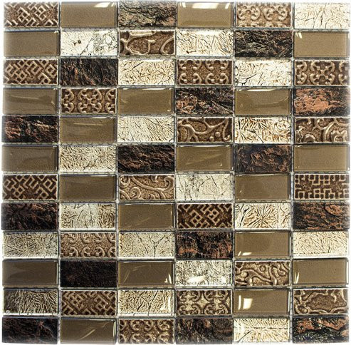 HuH Mosaik Wandfliese Mystic in Braun mit Steinoptik, B/L: 30 x 30 cm - Bild 1