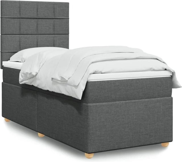 vidaXL Hybrid-Boxspringbett mit Matratze und USB-Ladeport, Dunkelgrau, B/T: 100 x 200 cm - Bild 1