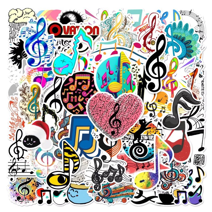 GOGOTU Musical Note Graffiti Aufkleber, 60-teiliges Set, multicolour - Bild 3