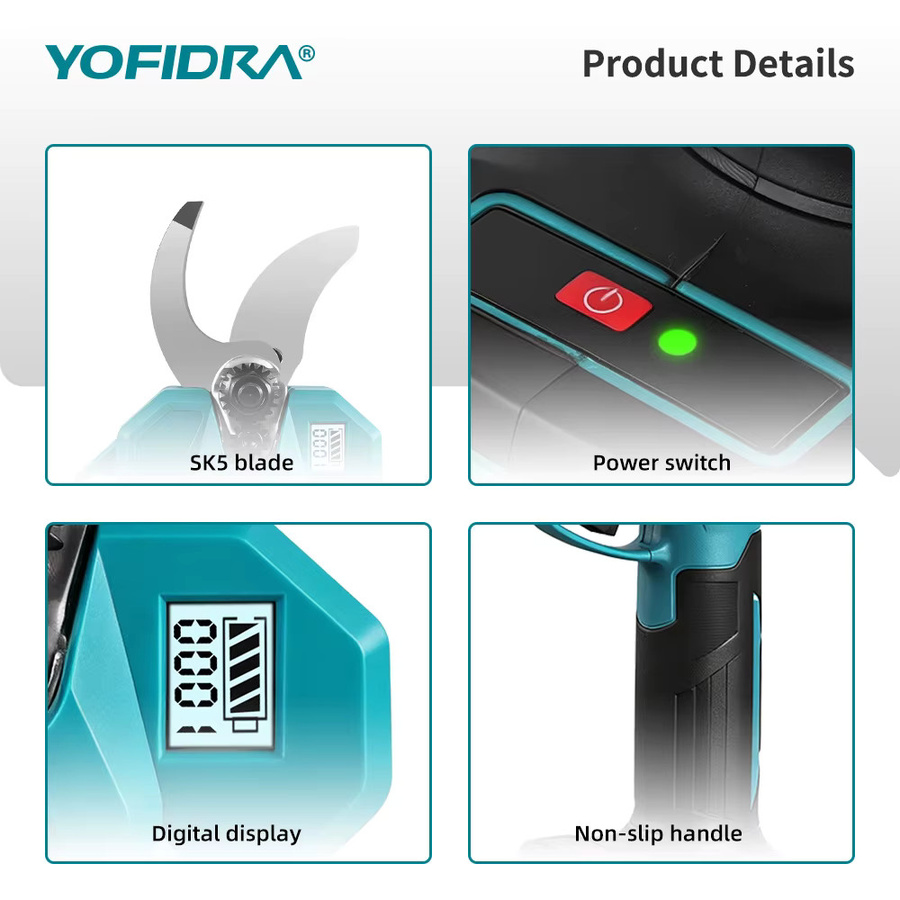 Yofidra Bürstenlose elektrische Gartenschere Cordless für Obst und Bäume mit 32mm Schnittkapazität kompatibel mit Makita LXT Akku - Bild 3