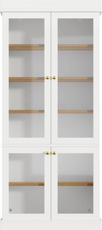 Merax Standhochschrank mit LED-Beleuchtung und Glasvitrine in Weiß, H x B x T: 180 x 40 x 80 cm