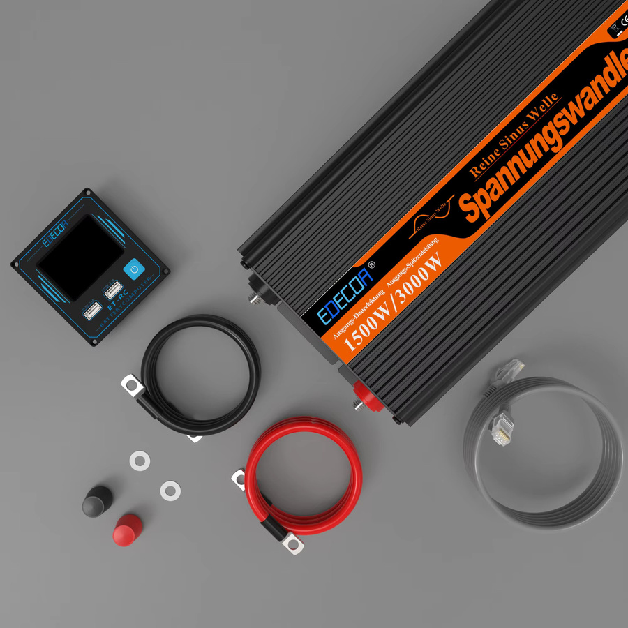 EDECOA Reiner Sinus-Wechselrichter DC 12V zu AC 220V 230V in Schwarz - Bild 7