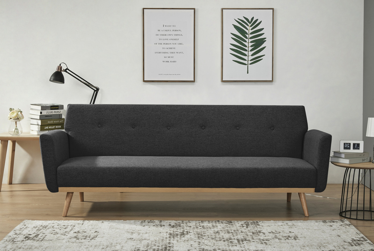 SalesFever Schlafsofa Click-Clack mit Holzrahmen und abnehmbaren Bezügen, Breite: 212 cm, Schwarz/Grau - Bild 1
