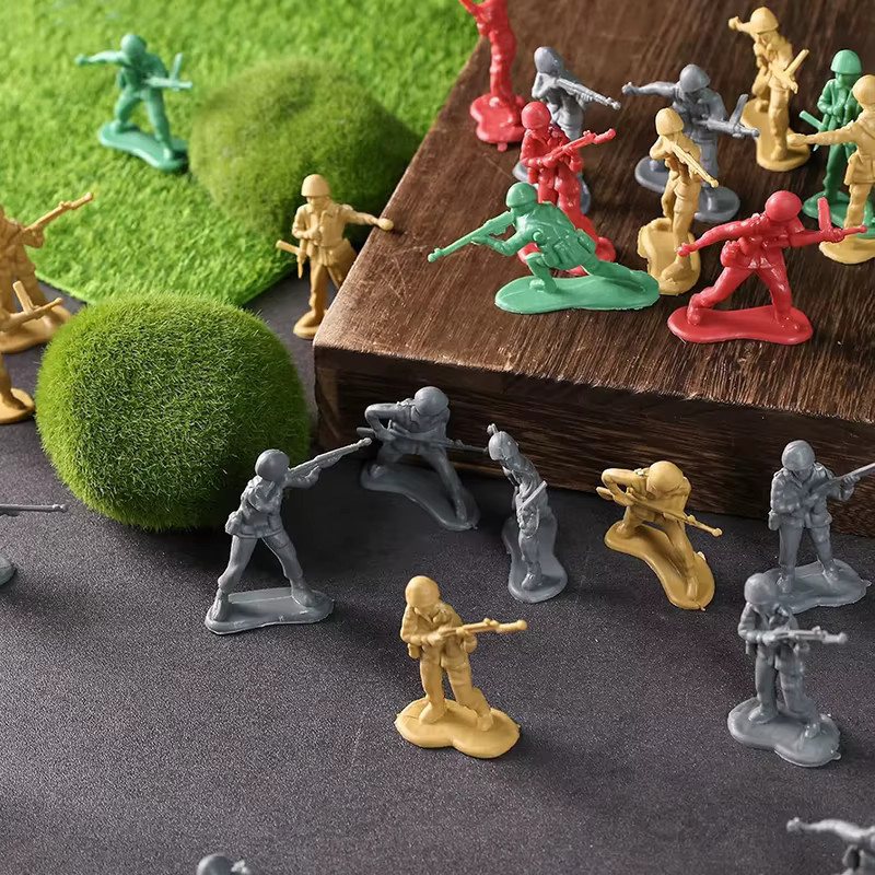 TMZ 30er Set Armee Actionfiguren aus Kunststoff in Grün, 5 cm Miniatur-Simulation für Desktop-Dekoration und Sandtisch-Modelle - Bild 4