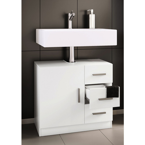 VCM Waschbeckenunterschrank Zalo XL in Weiß mit 1 Drehtür und 3 Schubladen, B/H/T: 63 x 56 x 30 cm - Bild 3