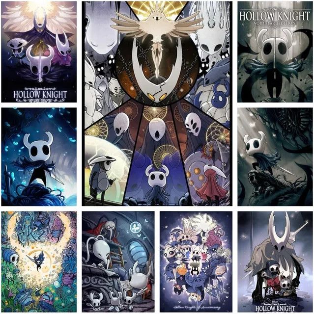 Potdemiel Hollow Knight Diamant-Malerei 5D DIY Mosaik-Kunst Set mit runden Strasssteinen in Multicolor zur Wanddekoration - Bild 1