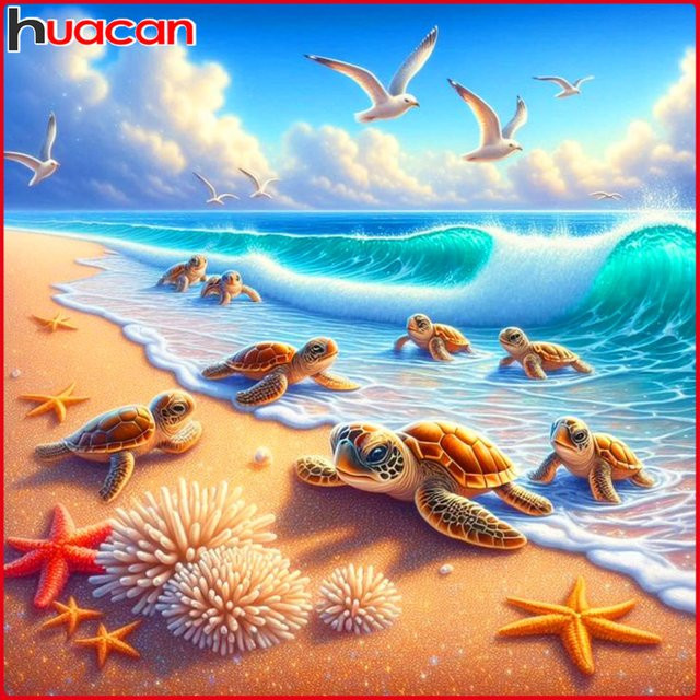 Huacan Diamantstickerei Set Maritime Meereslandschaft in Multicolour, B/H: 20 x 20 cm - Bild 1
