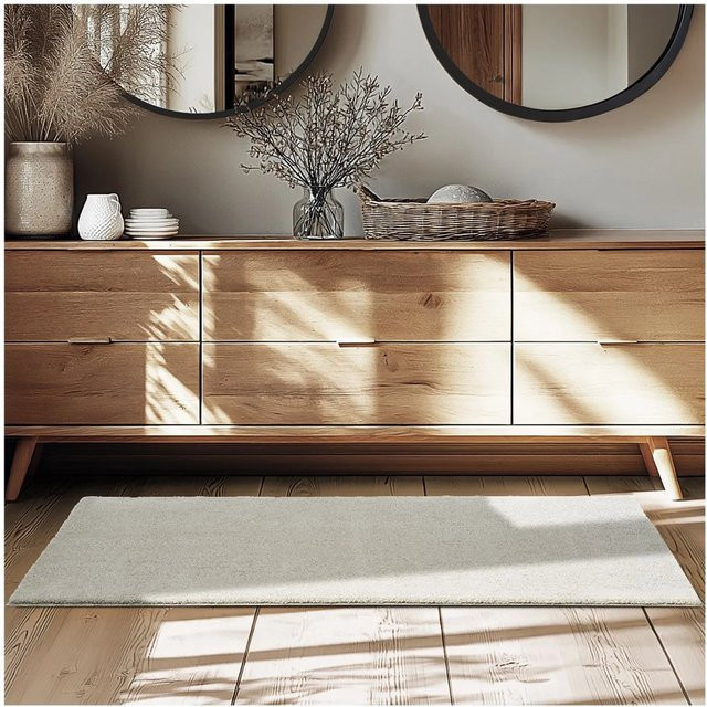 Tectake Kurzflorteppich Soft Zone in Sand mit flauschiger Oberfläche, B/T/H: 80 x 150 x 1,50 cm - Bild 1