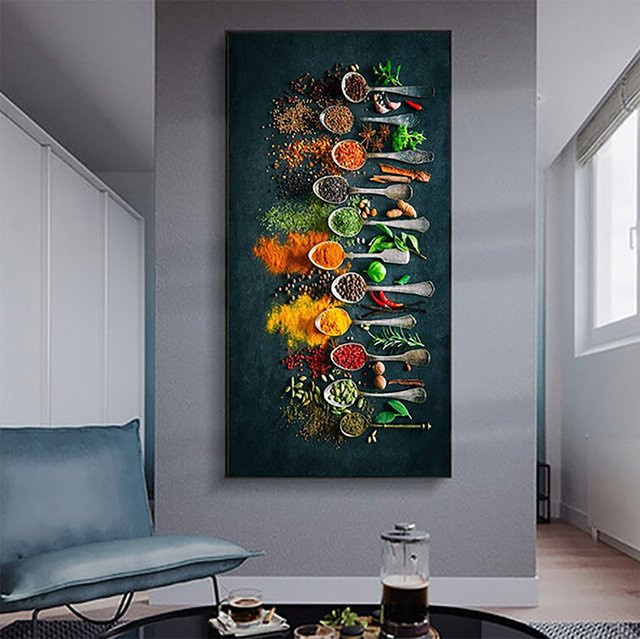 TPFLiving Poster Leinwand Gewürze und Kräuter Illustration Mehrfarbig B: 80 cm, H: 160 cm - Bild 1