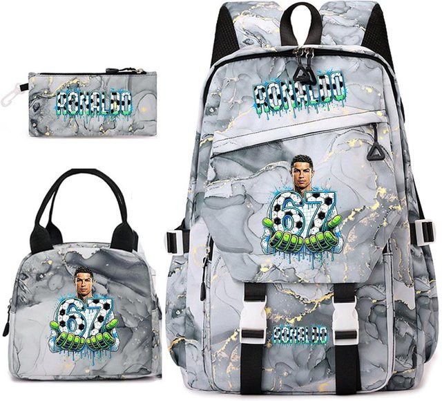 Cr7 Ronaldo 67 Schülerrucksack-Set mit Brotdose und Federmäppchen in Multicolour - Bild 1
