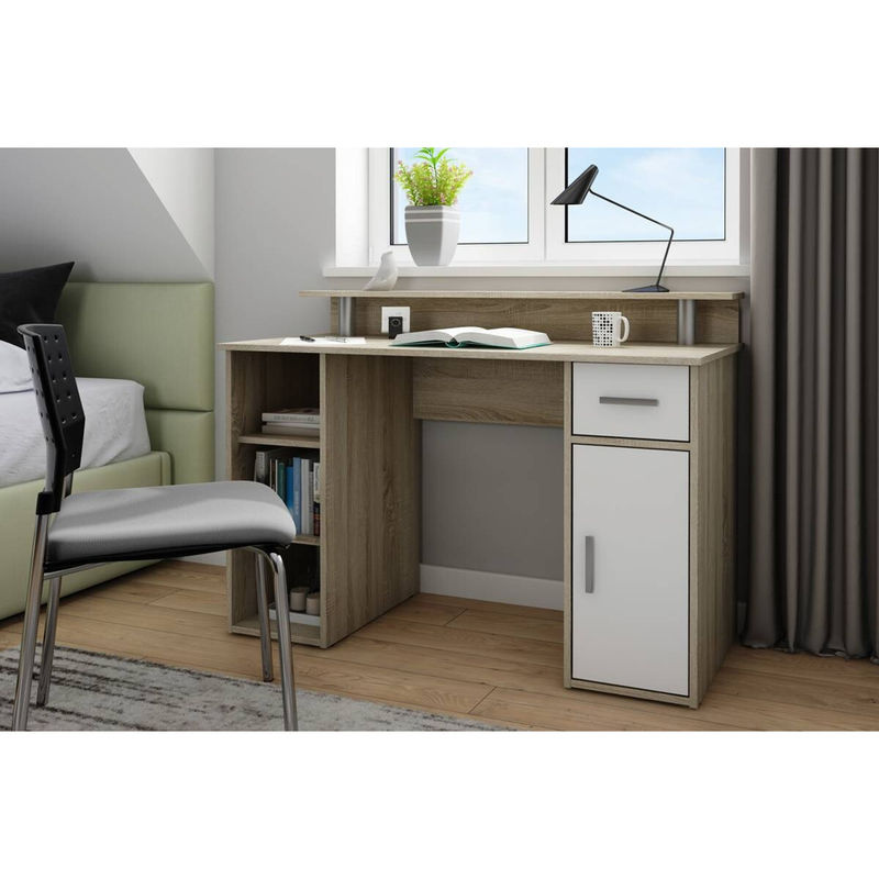 Schreibtisch byLIVING DIEGO in Eiche und Weiß für Büro und Home Office, B/H/T: 120 x 88 x 55 cm - Bild 3