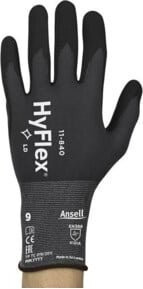 Ansell HyFlex 11-840 Nitril-Arbeitshandschuhe in Schwarz-Grau, Größe 8 - Bild 1