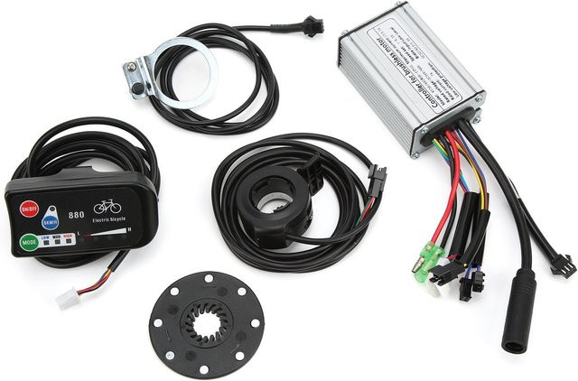 Shoemst Elektrofahrrad-Controller Kit 36V/48V 15A mit LED880-Display für 250W bürstenlose Motoren, Rechteckwelle, Schwarz - Bild 1