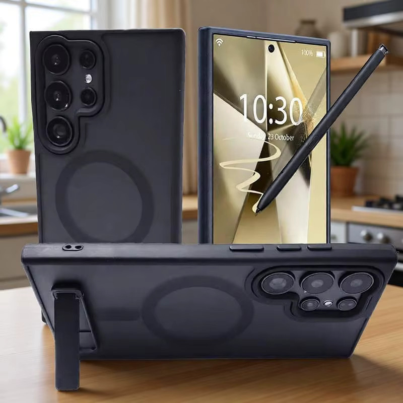 UYUXIO Magnetische Standhülle in Schwarz für Samsung Galaxy S25 S23 S22 Ultra A05 A06 A16 A26 A35 A36 A55 A56 Cover mit Ständer - Bild 2