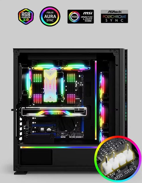 TEUCER RGBIC Lichtstreifen in Multicolour für dein Computergehäuse, Länge: 40 cm - Bild 1