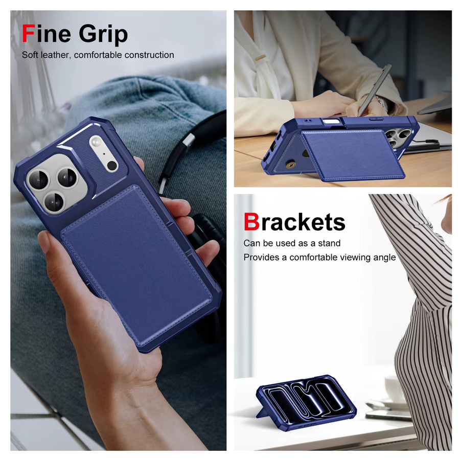Leder Handyhülle mit Kartensteckplatz und Ständer für iPhone 17 16 15 14 13 12 Pro Max Plus und 16E von szHAIyu in Blau und Lila - Bild 2