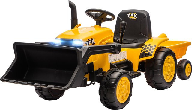 Aosom Kinder Elektro Bagger mit Anhänger, Gelb, ab 3 Jahre - Bild 1