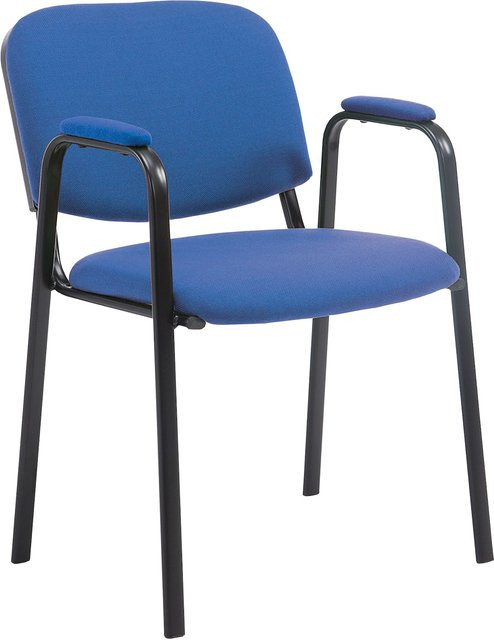 CLP Stapelstuhl Ken Pro Konferenzstuhl mit Armlehnen, gepolsterter Stoffbezug, schwarzes Metallgestell, belastbar bis 150 kg - Bild 1