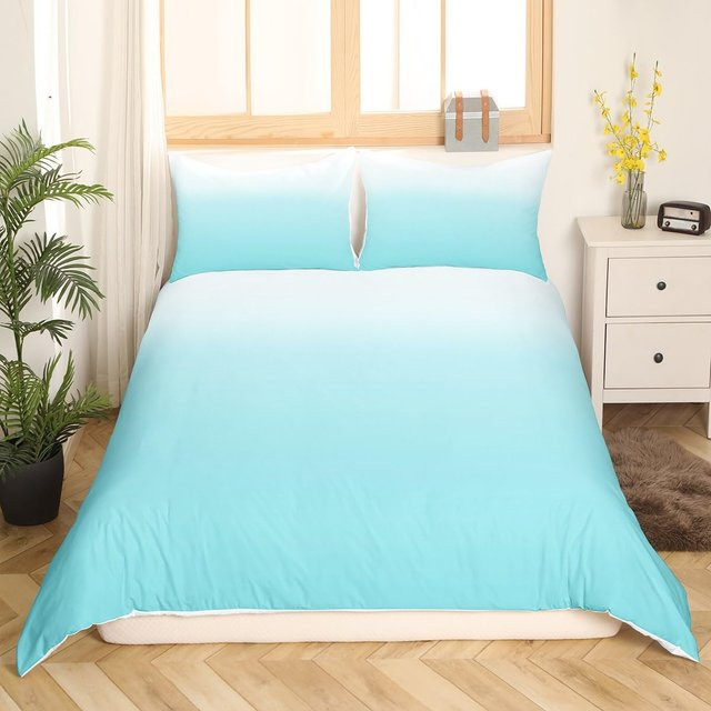 Bettwäscheset Lodestar mit Bettbezug und Kissenbezug in Blau und Weiß mit Ombre-Farbverlauf, modernes Design, B/H: 135 x 200 cm - Bild 1