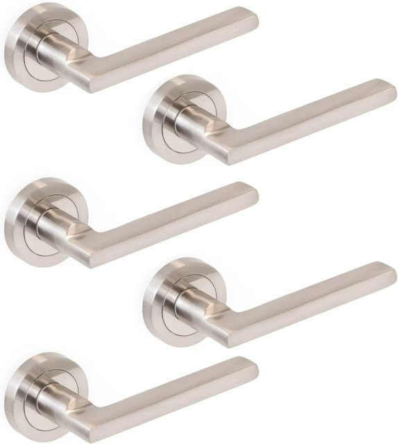 Emuca 5er Set Drehgriffe für Tieftüren mit Rosette D50 mm in Aluminium Nickel Satiniert - Bild 1