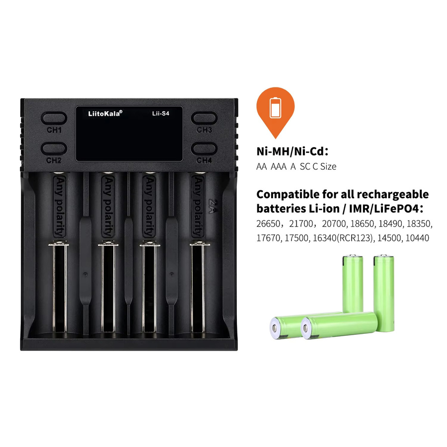 LiitoKala Intelligentes Batterieladegerät für Lithium-Ionen und Nickel-Wasserstoff Akkus in Schwarz (18650, 26650, 21700, AA, AAA) - Bild 3