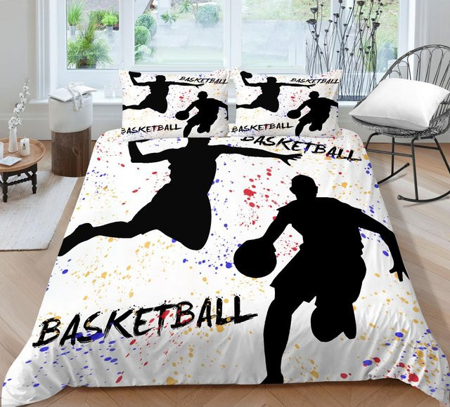 Alida 3D-Basketball-Bettwäsche-Set aus Polyester mit grafischem Design, Weiß, B/H: 200 x 230 cm - Bild 1