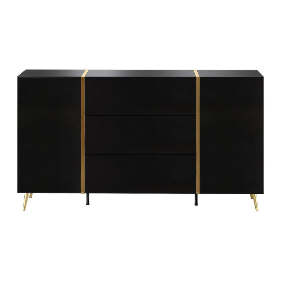 Sideboard Marzialo im Art Deco Design, Schwarz und Gold, Breite: 158 cm - Bild 2