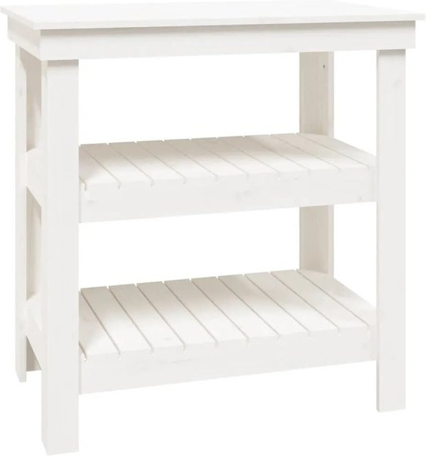 vidaXL Werkbank aus massivem Kiefernholz in Weiß, B/T/H: 78,5 x 50 x 80 cm - Bild 1
