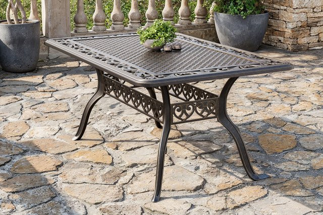 OUTFLEXX Cambridge Esstisch für Garten und Terrasse, schwarz, B/T/H: 150 x 90 x 70 cm, wetterfestes Aluminium und MDF-Laminat - Bild 1
