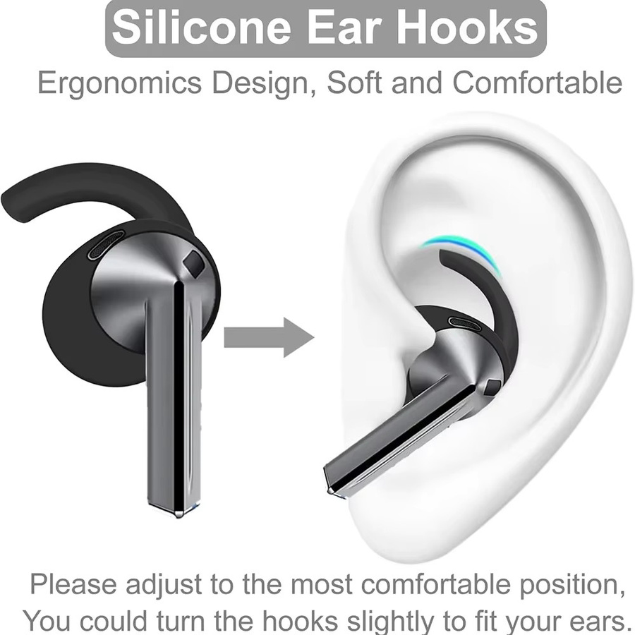 Samsung Galaxy Buds 3 Silikon-Ohrstöpsel und Sport-Ohrbügel in Schwarz und Grau - Bild 2