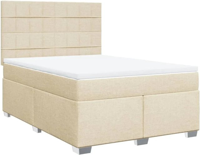 vidaXL Boxspringbett mit Matratze Hybrid-Design in Creme und Beige, B/T: 140 x 200 cm - Bild 1