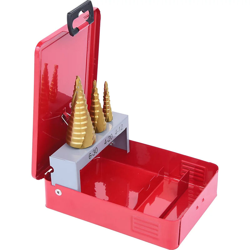 KS Tools HSS TiN Stufenbohrer-Satz in 3-teiliger Stahlblechkassette - Bild 2