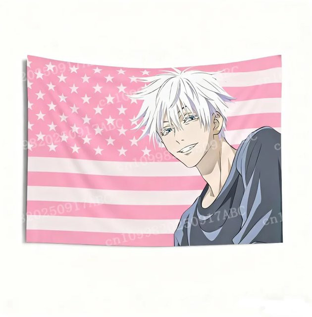 VIKAMA Jujutsu Kaisen Gojo Satoru Anime Wandteppich, Mehrfarbiger Manga-Charakter Wandbehang zur ästhetischen Raumdekoration, B: 90 cm, H: 60 cm - Bild 1