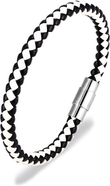 YULIN Armband, Leder, Schwarz, Edelstahl, Herren, 23cm - Bild 1