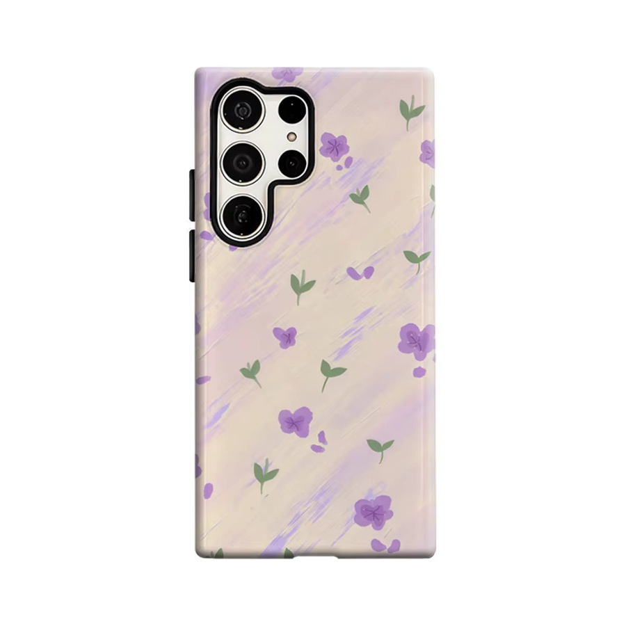 Stoßfeste Samsung Galaxy Handyhülle mit handgezeichnetem Lavendel-Blumenmuster in Lila und Multicolour für Galaxy S25 Ultra, S24 und S23 Ultra Plus mit doppellagiger Rückseite - Bild 2