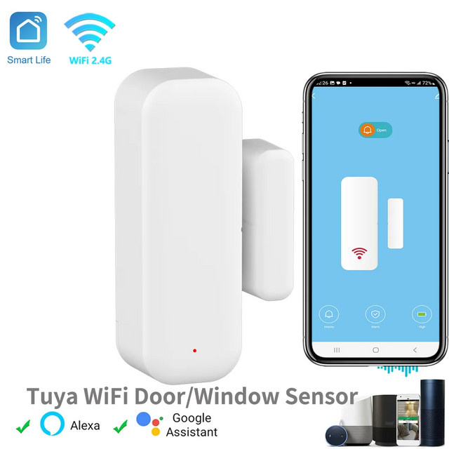 Tuya Smart Home WiFi Tür- und Fenstersensor in Weiß zur Fernsteuerung via App für Alexa und Google Home - Bild 1